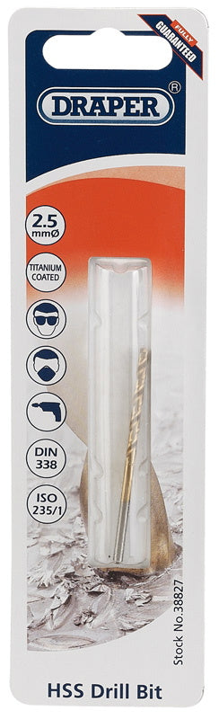 Draper 38827 HSS Titanium Drill Bit, 2.5mm