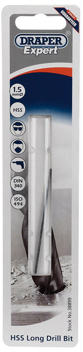 Draper 38899 HSS Extra Long Drill Bit, 1.5 x 70mm