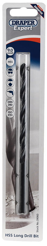 Draper 39060 HSS Extra Long Drill Bit, 9.0 x 170mm