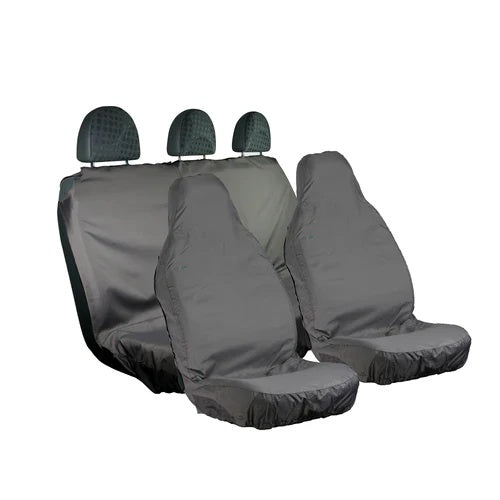 Universal Van Seat Cover Set, Driver, Passenger & Rear Bench, Grey - 3DSFGRY+3DSFGRY+VCRGRY - Town & Country
