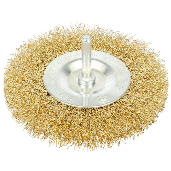 Draper Brassed Steel Crimped Wire Wheel Brush, 100mm, 41428