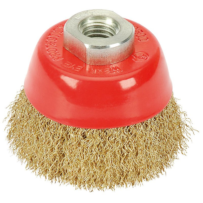 Draper Brassed Steel Crimped Wire Cup Brush, 65mm M14, 41443