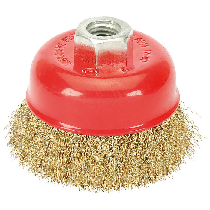 Draper Brassed Steel Crimped Wire Cup Brush, 75mm M14, 41444