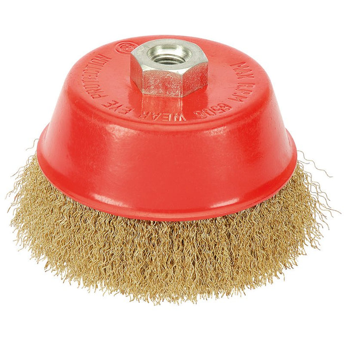 Draper Brassed Steel Crimped Wire Cup Brush, 125mm M14, 41446