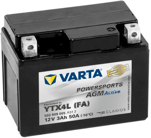 Varta Powersports AGM Active Battery 12V 3Ah - 503909005, 1 Year Warranty