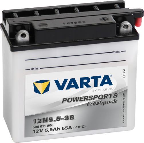 Varta Powersports Battery 12V 5.5Ah - 506011006, 1 Year Warranty