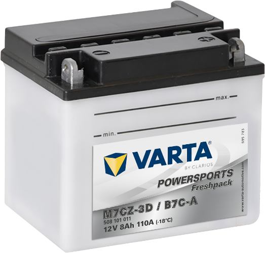 Varta Powersports Freshpack Battery 12V 7Ah - 508101011, 1 Year Warranty