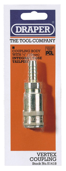 Draper 51418 3/8" Bore Vertex Air Line Coupling with Tailpiece