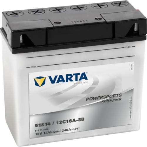Varta Powersports Battery 12V 18Ah - 518014010, 1 Year Warranty