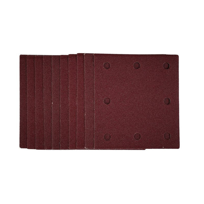 Draper 1/4 Sanding Sheets with Hook and Loop, 115 x 105mm, 80 Grit - Pack of 10, 52390