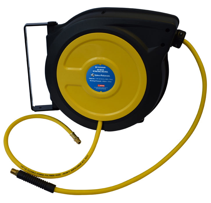 Retractable Hose Reel - 15m x 8mm - 1/4" (Air & WATER),53359500, Sykes Pickavant