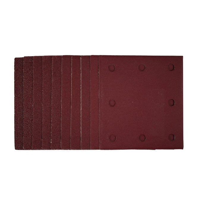 Draper 1/4 Sanding Sheets with Hook and Loop, 115 x 105mm, Assorted Grit - Pack of 10, 54347
