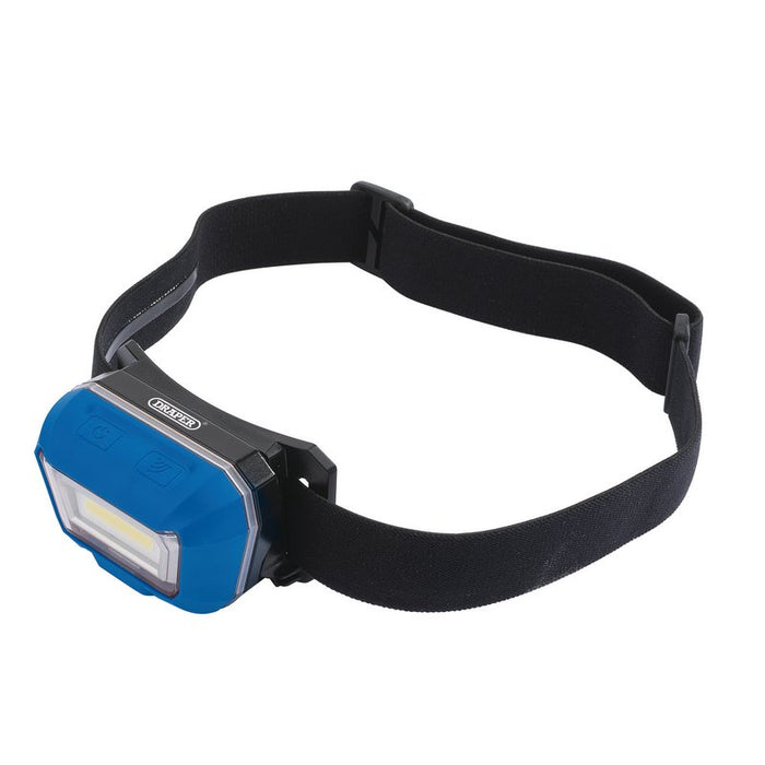 Draper 54374 Rechargeable COB LED Head Torch, 3W, 300 Lumens