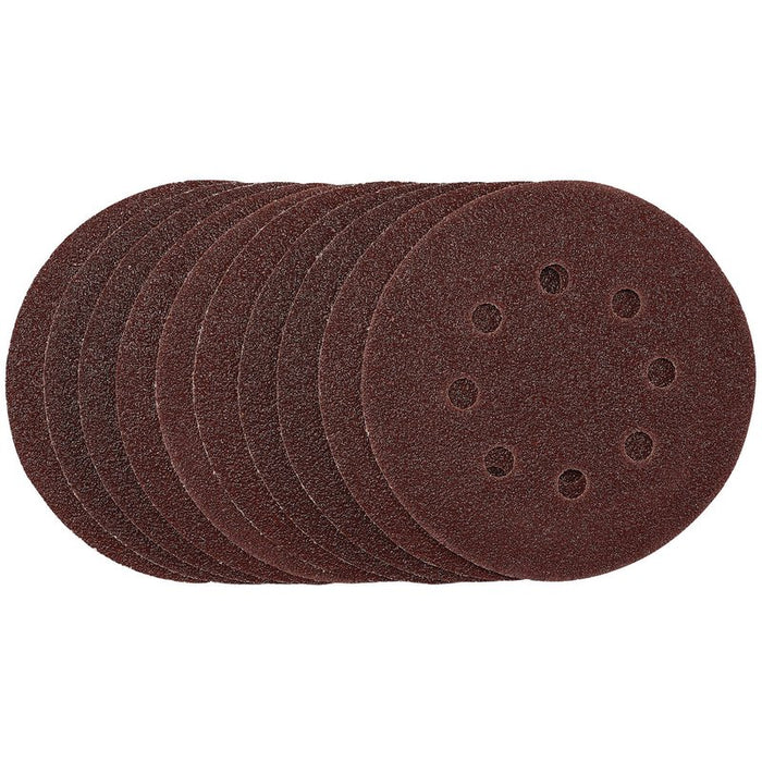 Draper Punched SandingDiscs, Hook & Loop, 125mm 40 Grit - Pack of 10, 54392