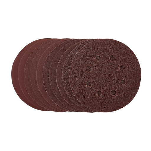 Draper Punched Sanding Discs, Hook & Loop, 125mm Assorted Grit - Pack of 10, 54759