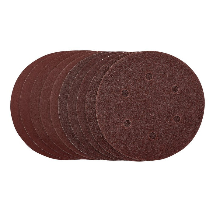 Draper Sanding Discs, Hook & Loop, 150mm, Assorted Grit, Pack of 10, 55069
