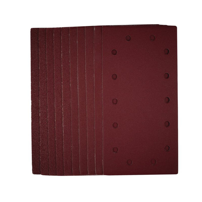 Draper 1/2 Sanding Sheets with Hook and Loop, 115 x 230mm, Assorted Grit - Pack of 10, 55866