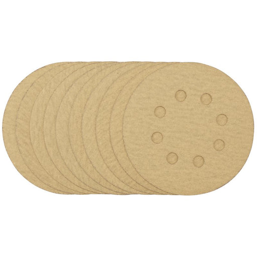 Draper Gold Sanding Discs with Hook & Loop,125mm, 180 Grit - Pack of 10, 58113