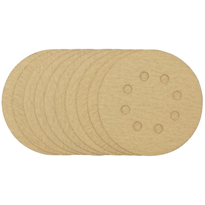 Draper Gold Sanding Discs with Hook & Loop,125mm, 180 Grit - Pack of 10, 58113