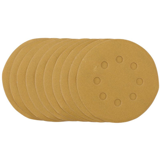 Draper Gold Sanding Discs with Hook & Loop, 240 Grit - Pack of 10, 125mm, 58340