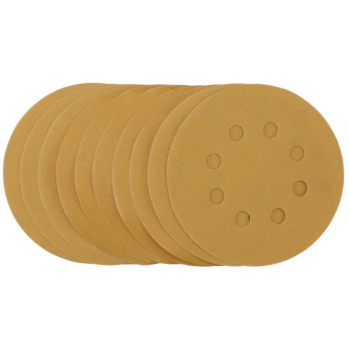 Draper Gold Sanding Discs with Hook & Loop, 320 Grit - Pack of 10, 125mm, 59766