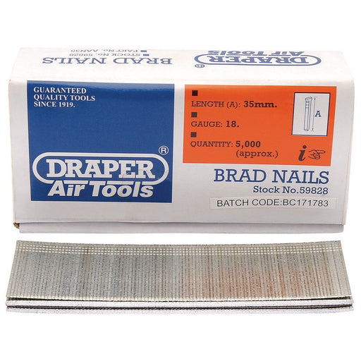 Draper 59828 Brad Nails, 35mm (Pack of 5000)