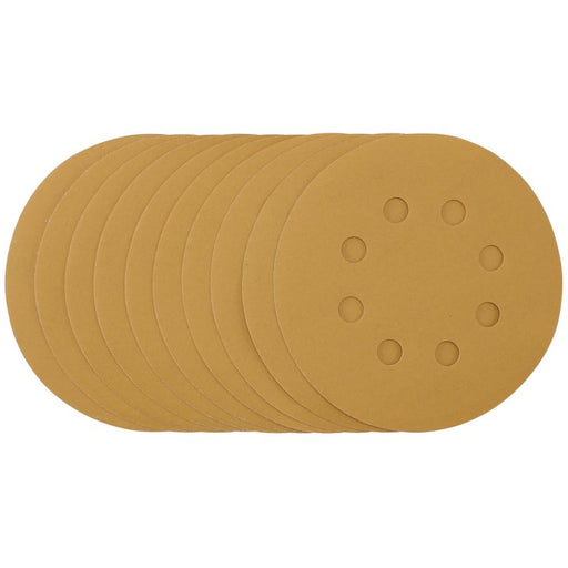 Draper Gold Sanding Discs with Hook & Loop, 400 Grit - Pack of 10, 125mm, 59856