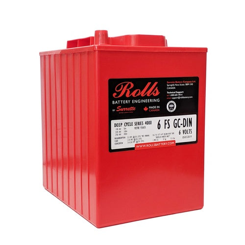 Rolls 6FSGC-DIN FS Series-6 Volt Battery 6V 250Ah, 1 Year Warranty