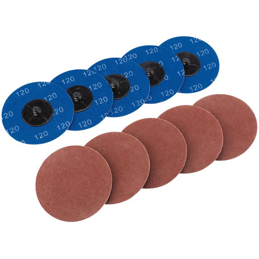 Draper Aluminium Oxide Sanding Discs, 75mm, 120 Grit - Pack of 10, 75617