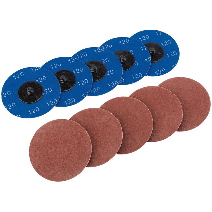 Draper Aluminium Oxide Sanding Discs, 75mm, 120 Grit - Pack of 10, 75617