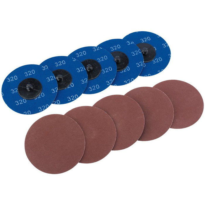 Draper Aluminium Oxide Sanding Discs, 75mm, 320 Grit - Pack of 10, 75620
