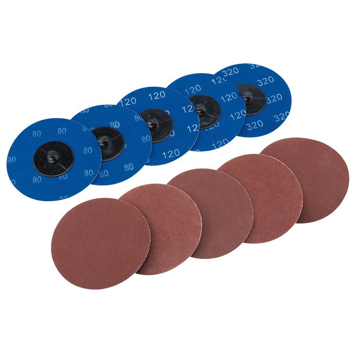 Draper Assorted Aluminium Oxide Sanding Discs,75mm - Pack of 10, 75621