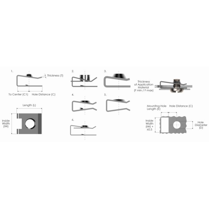 Spring Nut ST 6,3X23,7 - Galvanised + Black Chrome Finish, Metrol -7572