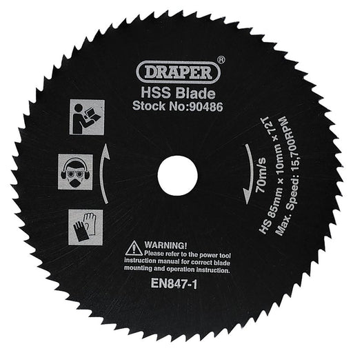 Draper 90486 HSS Saw Blade, 85mm