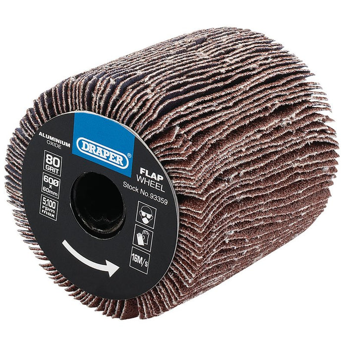 Draper Aluminium Oxide Flap Wheel, 60 x 60mm, 80 Grit, 93359