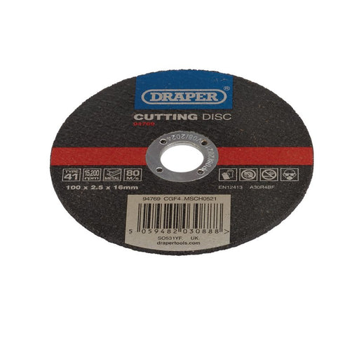Draper Metal Cutting Disc, 100 x 2.5 x 16mm, 94769