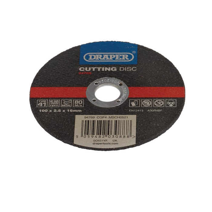Draper Metal Cutting Disc, 100 x 2.5 x 16mm, 94769