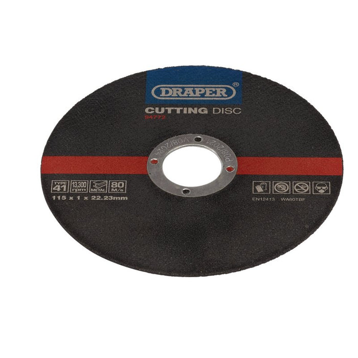 Draper Metal Cutting Discs, 115 x 1 x 22.23mm - Pack of 100, 94772