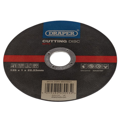 Draper Metal Cutting Disc, 125 x 1 x 22.23mm, 94774