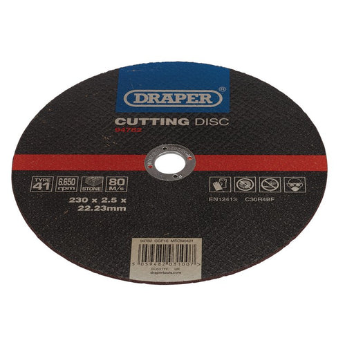 Draper Flat Stone Cutting Disc, 230 x 2.5 x 22.23mm, 94782