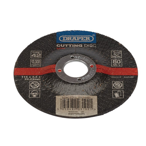 Draper DPC Metal Cutting Disc, 115 x 2.5 x 22.23mm, 94784