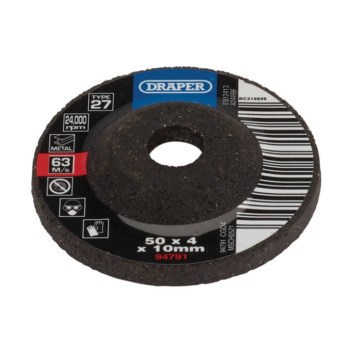 Draper DPC Metal Grinding Disc, 50 x 4 x 10mm, 94791