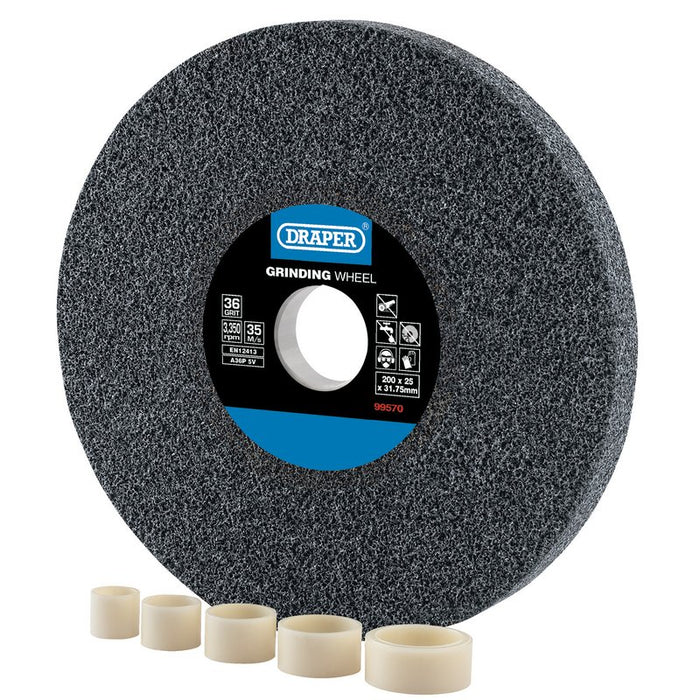 Draper Aluminium Oxide Bench Grinding Wheel, 200 x 25mm, 36 Grit, 99570