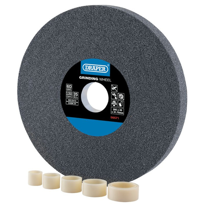 Draper Aluminium Oxide Bench Grinding Wheel, 200 x 25mm, 60 Grit, 99571
