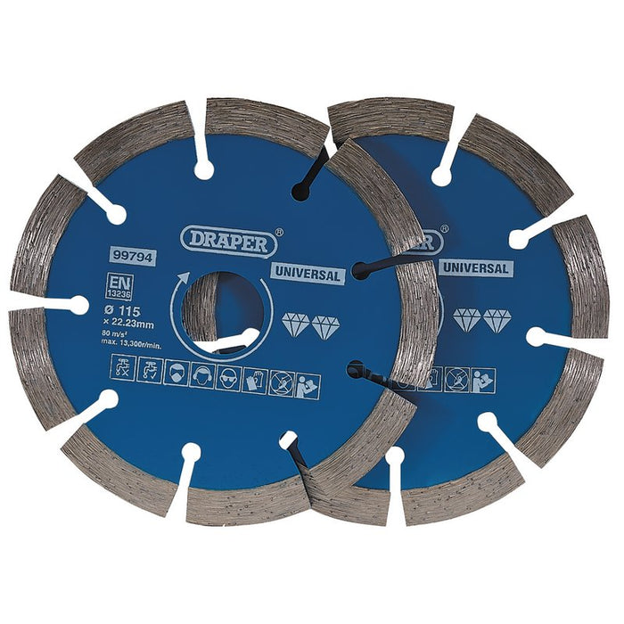 Draper Segmented Diamond Blades, 115mm - Pack of 2, 99794