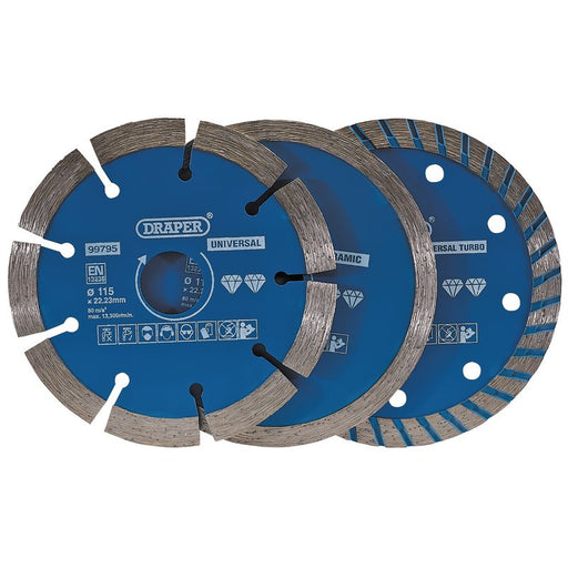Draper Diamond Blade Set, 115mm - 3 Pcs, 99795