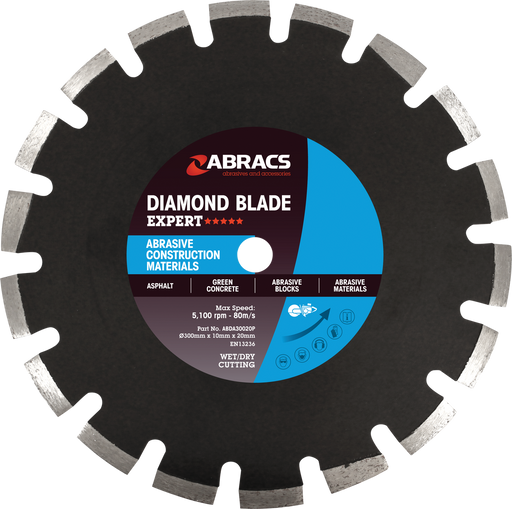 Abracs Diamond Blade ACM - Expert, 300mm x 10mm x 20mm, ABDA30020P