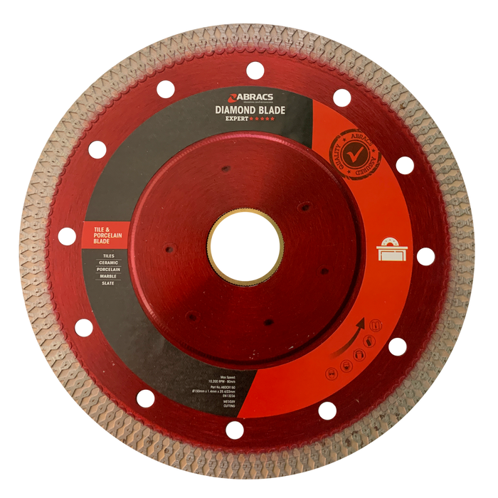 Abracs Diamond Blade X-Tech Tile Blade, 150mm x 1.4mm x 25.4/22mm, ABDCR150