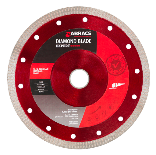 Abracs Diamond Blade X-Tech Tile Blade, 180mm x 1.6mm x 25.4/22mm, ABDCR180