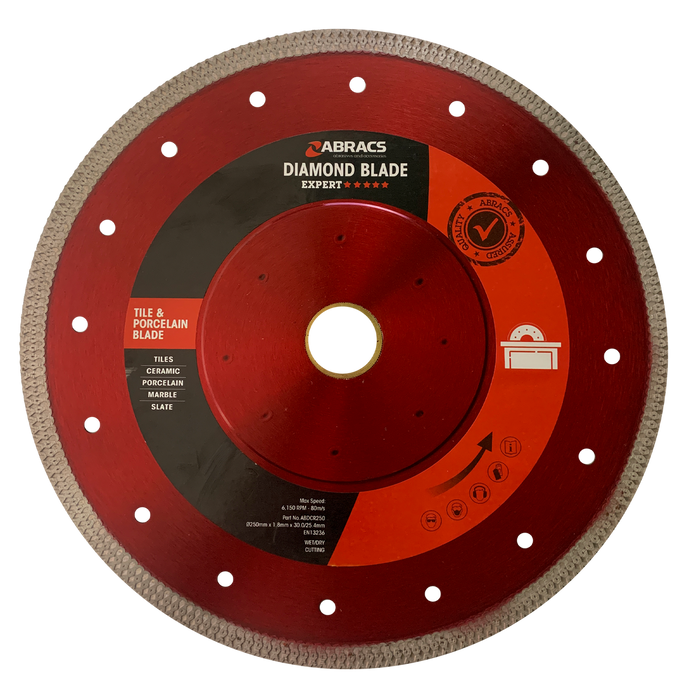 Abracs Diamond Blade X-Tech Tile Blade, 250mm x 1.8mm x 30.0/25.4mm, ABDCR250